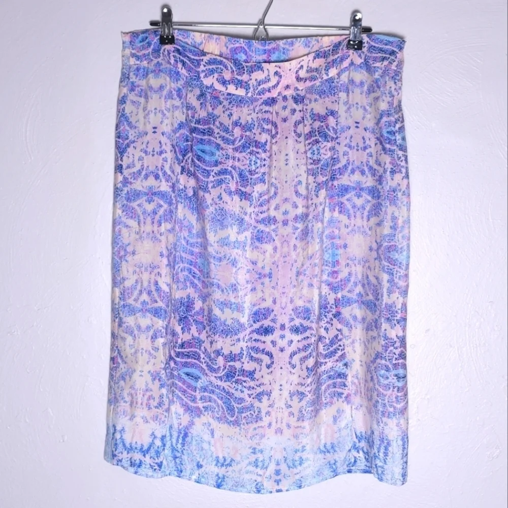Maeve Anthropologie Waimea Silk Women Double Split Slit Maxi Skirt Large